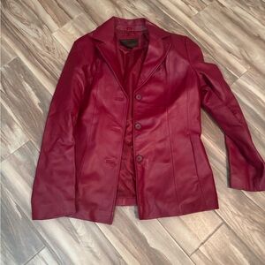 Vintage Red Leather Blazer 🎸